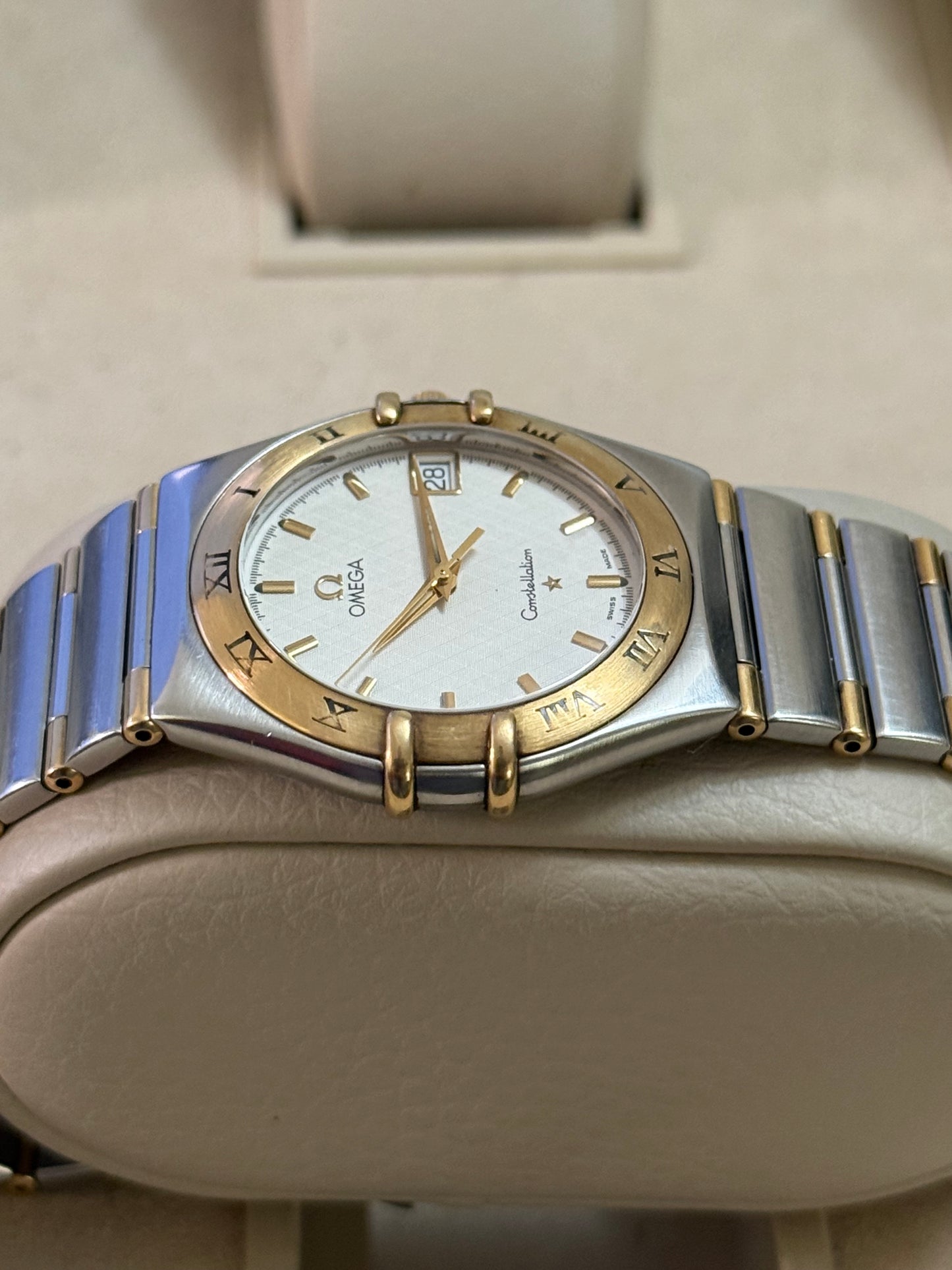 🟢 Omega Constellation Manhattan Barras de Oro 18K (moderno) + Box🟢