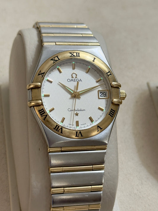 🟢 Omega Constellation Manhattan Barras de Oro 18K (moderno) w/Box 🟢