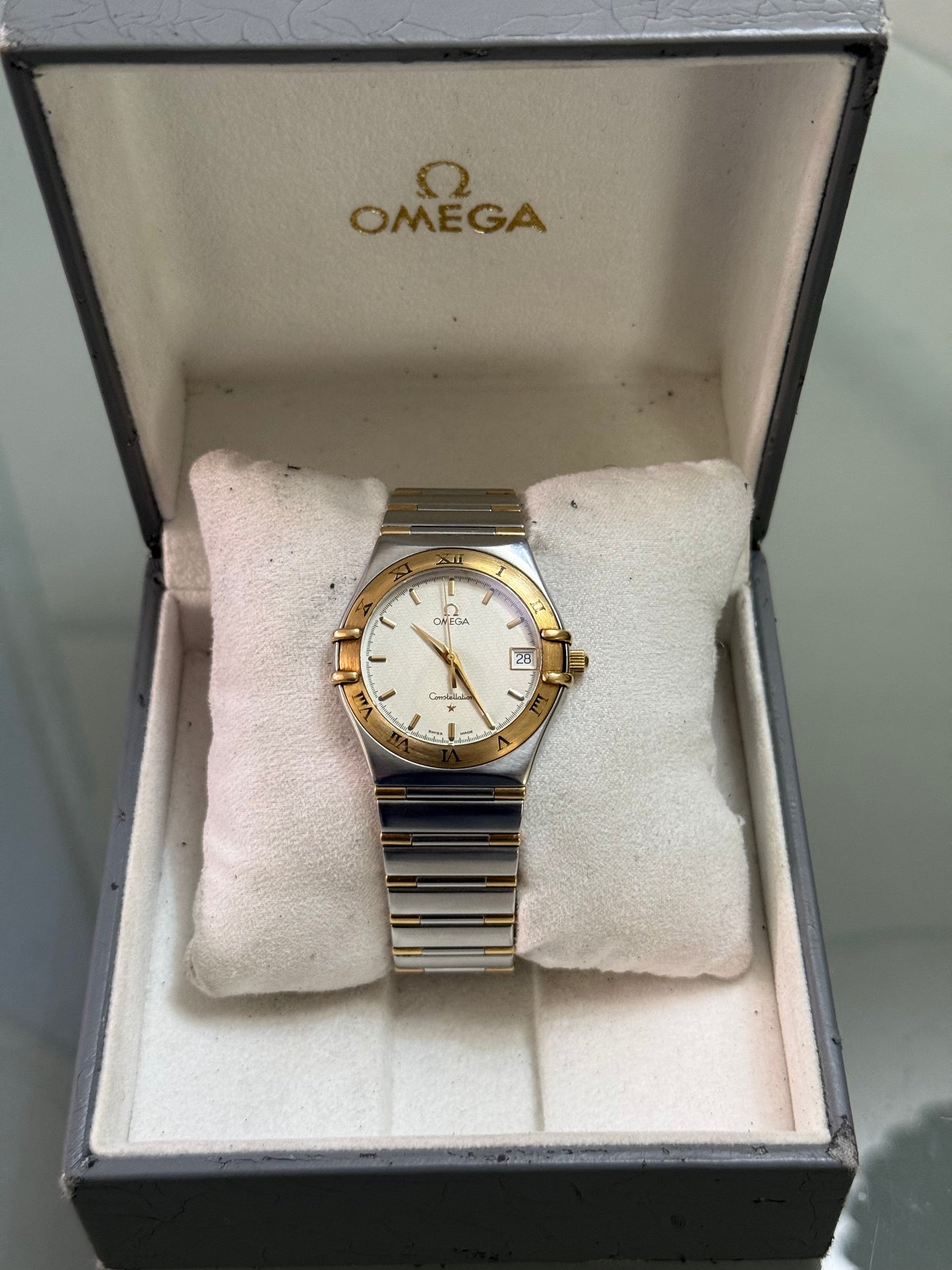 🟢 Omega Constellation Manhattan Barras de Oro 18K (moderno) + Box🟢