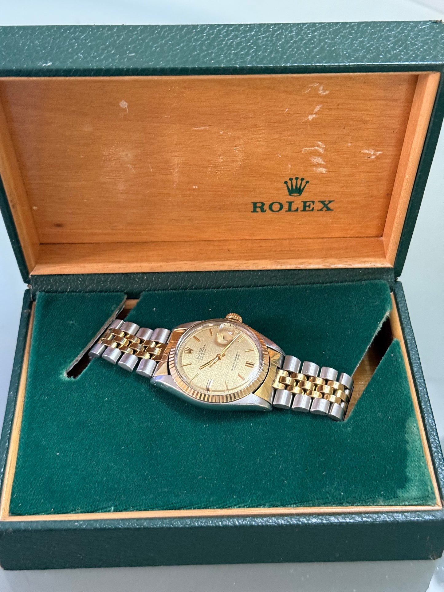 🟢 Rolex Datejust 1601 Linen Dial Two-Tone + Box 🟢