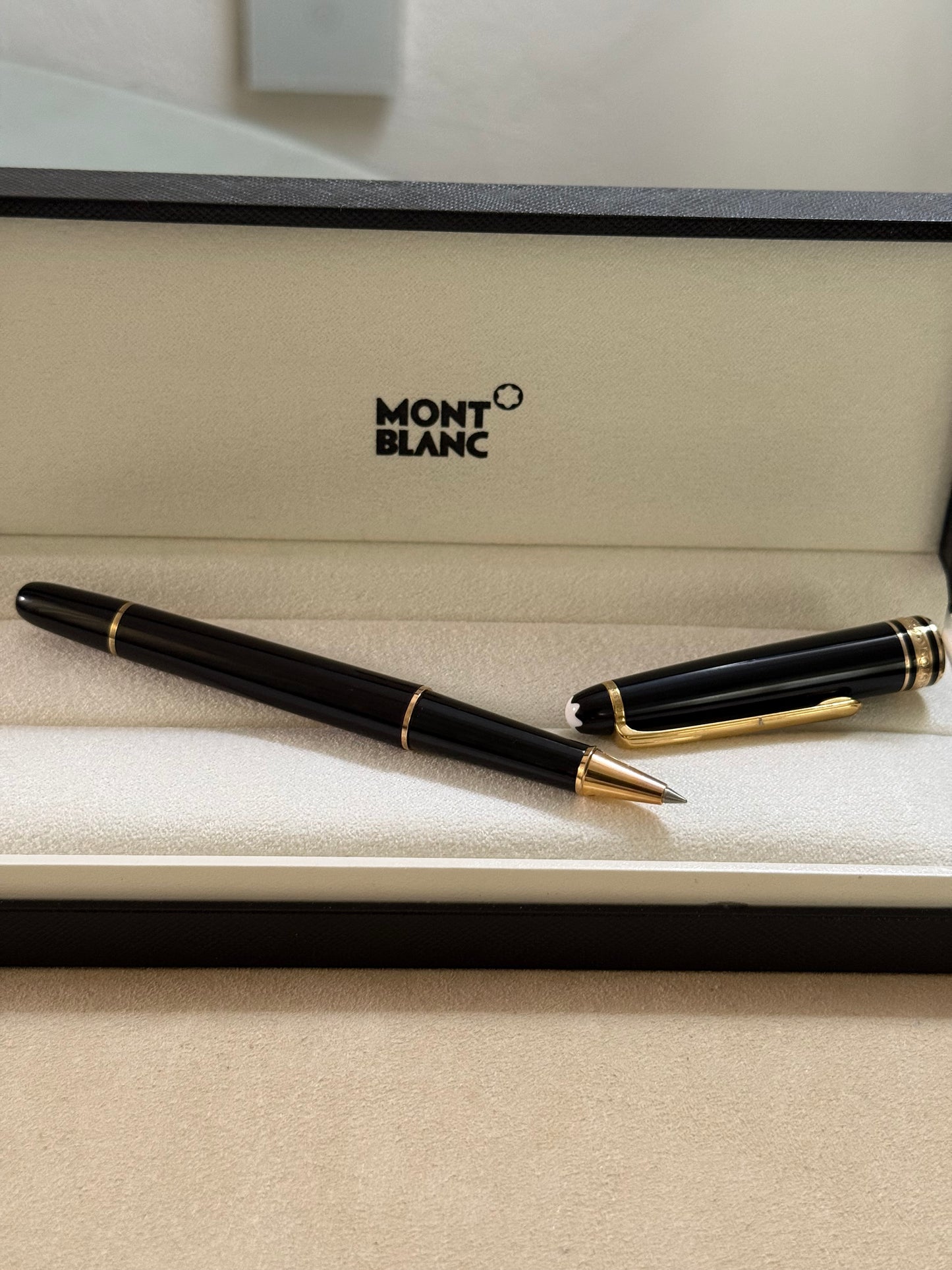 🟢 Pluma Montblanc Meisterstück Classique Chapado en Oro Amarillo w/Box 🟢