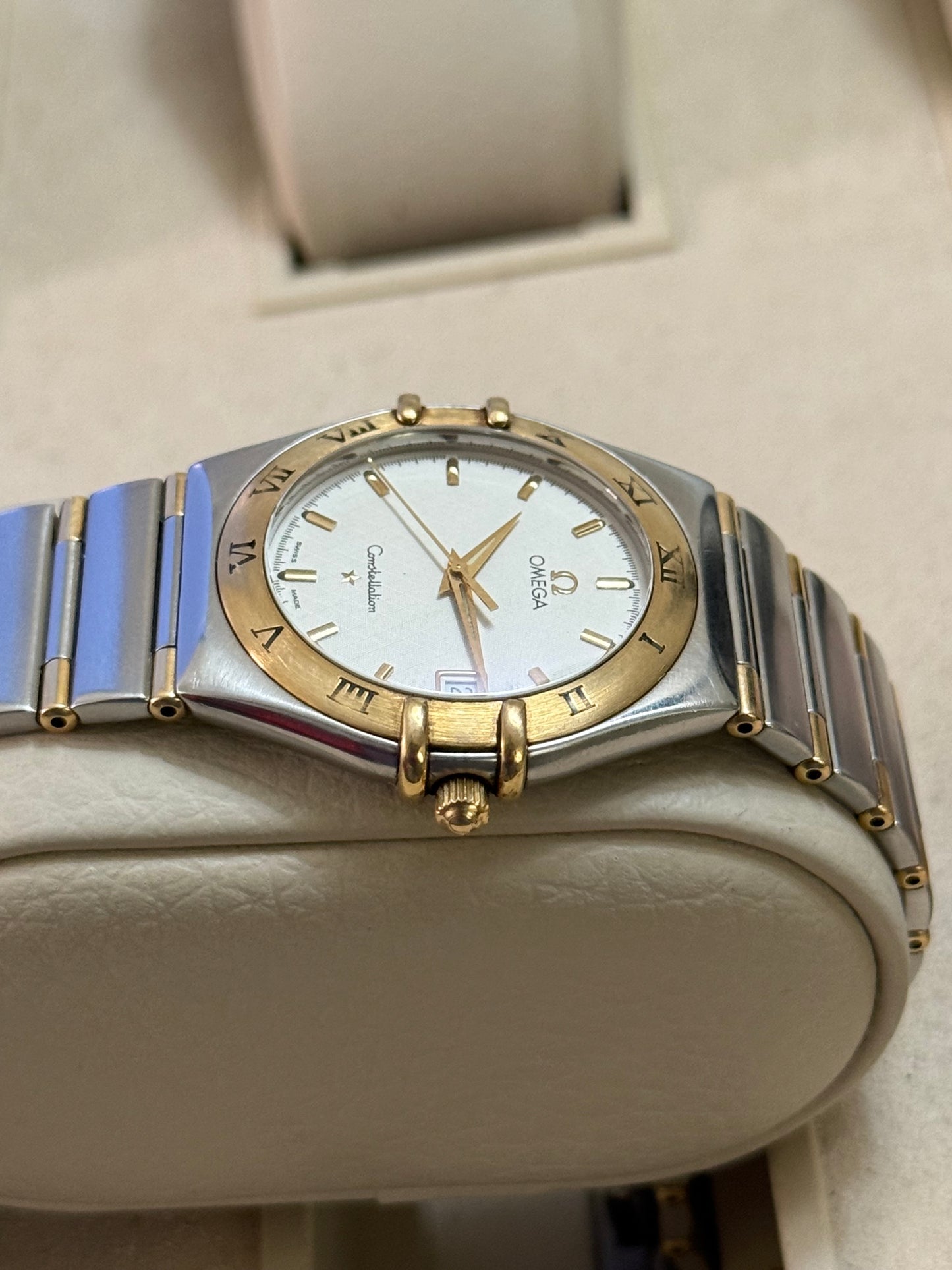 🟢 Omega Constellation Manhattan Barras de Oro 18K (moderno) + Box🟢