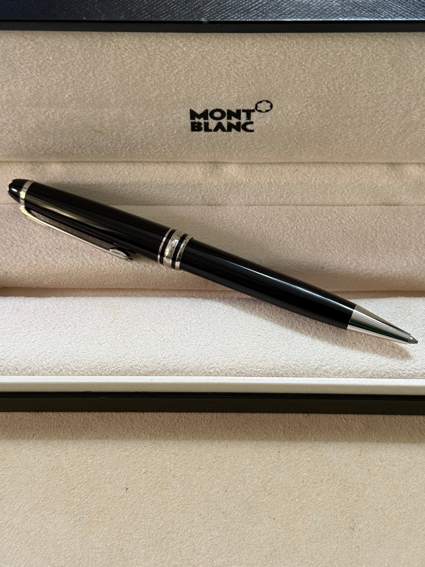 🟢 Pluma Montblanc Meisterstück Giratoria Platinada w/Box 🟢