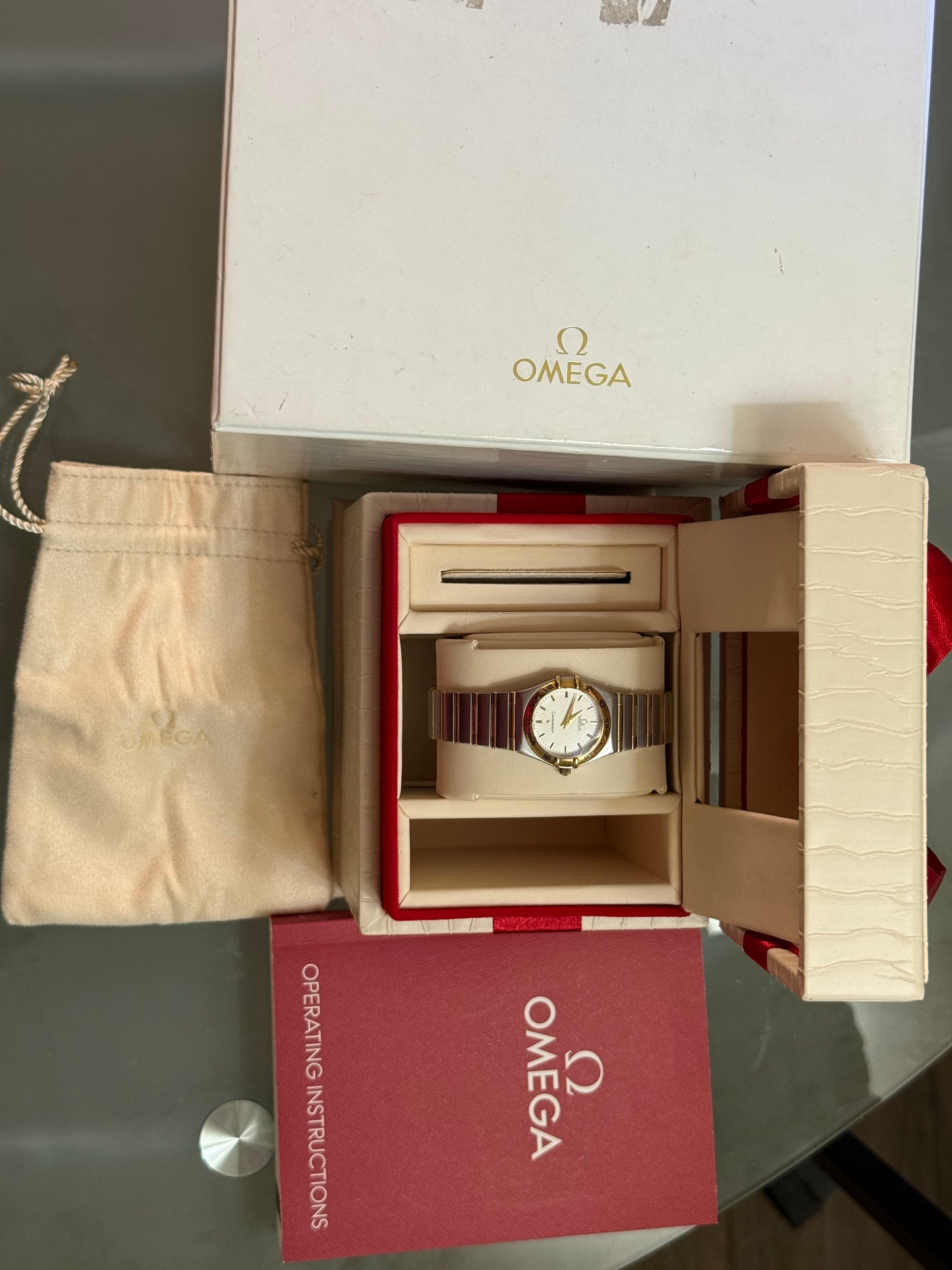 🟢 Omega Constellation Manhattan Lady Two Tone Barras de Oro + Box, Manual y Cubre Polvo 🟢