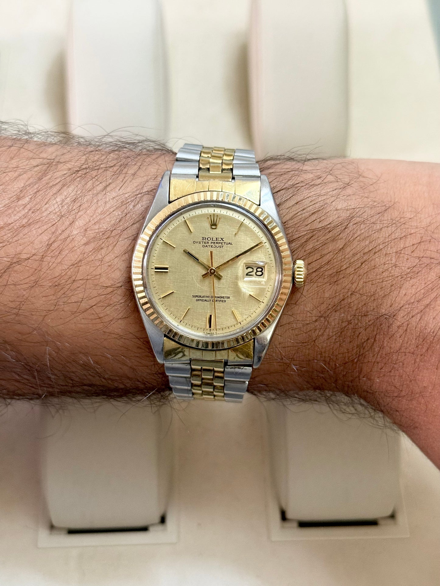 🟢 Rolex Datejust 1601 Linen Dial Two-Tone + Box 🟢