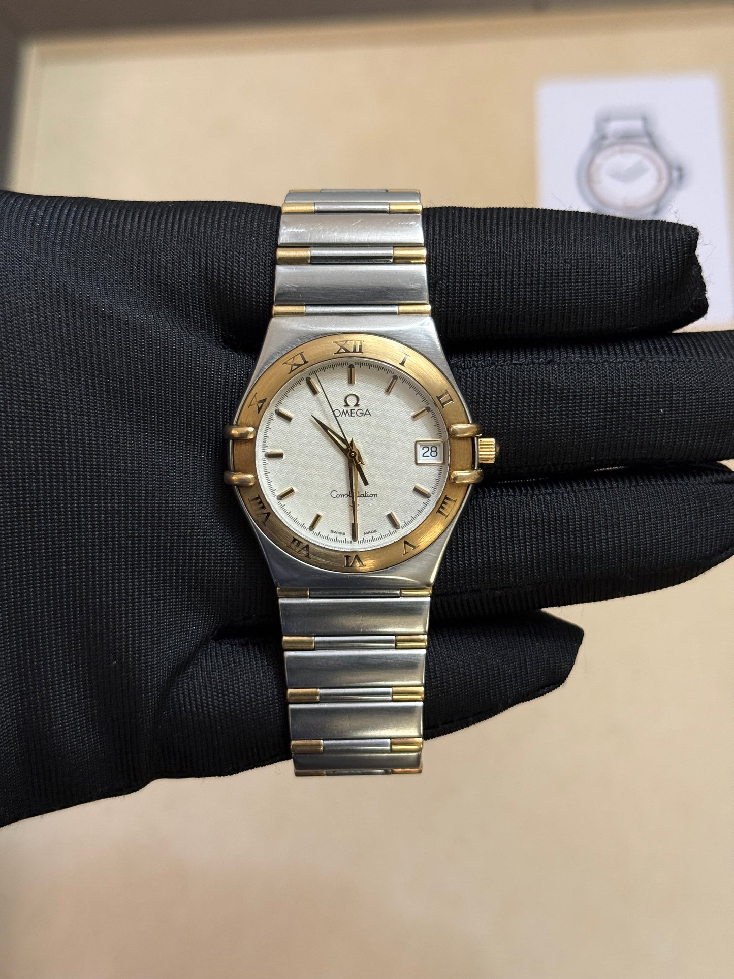 🟢 Omega Constellation Manhattan Barras de Oro 18K (moderno) + Box🟢