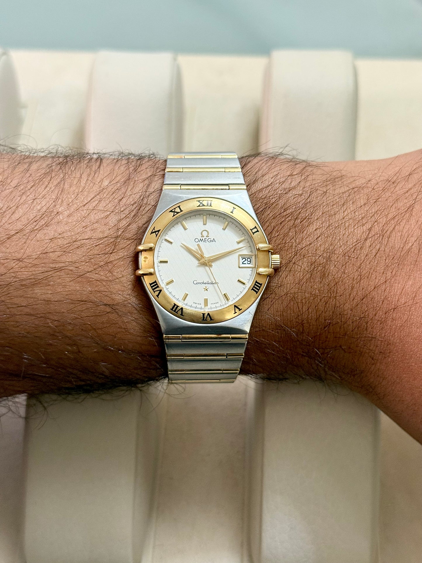 🟢 Omega Constellation Manhattan Barras de Oro 18K 🟢
