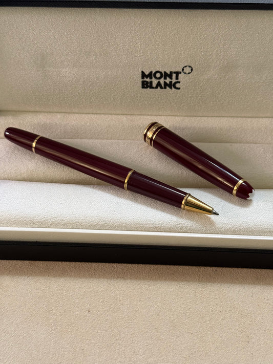 🟢 Pluma Montblanc Meisterstück Classique Chapado en Oro Amarillo (burgundy) w/Box 🟢