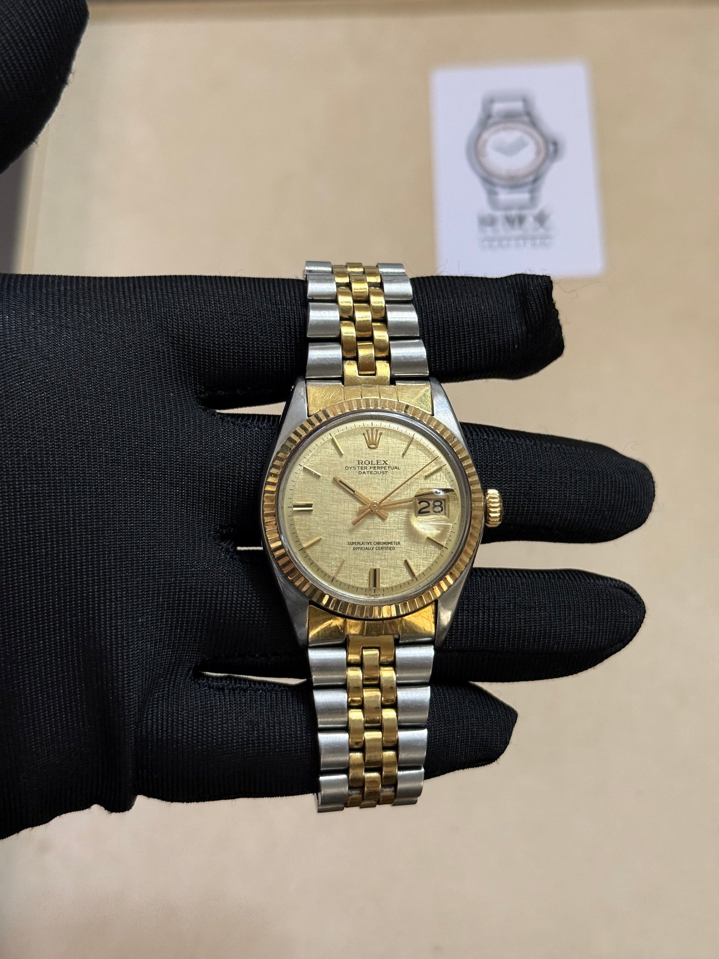 🟢 Rolex Datejust 1601 Linen Dial Two-Tone + Box 🟢