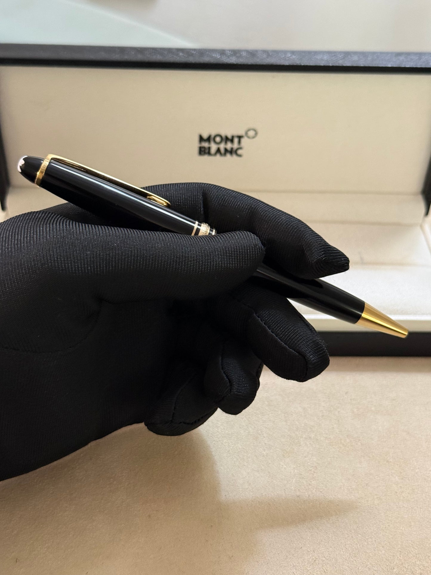 🟢 Pluma Montblanc Meisterstück Classique Giratoria Chapado en Oro Amarillo w/Box 🟢