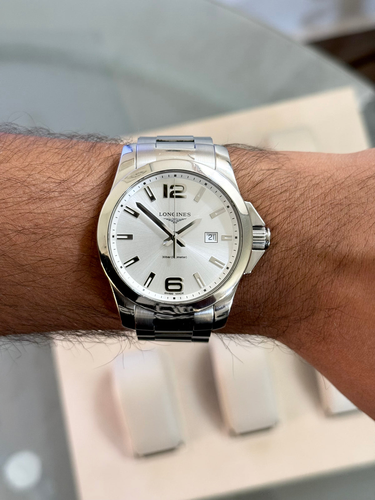 🟢 Longines Conquest Silver Dial + Box 🟢